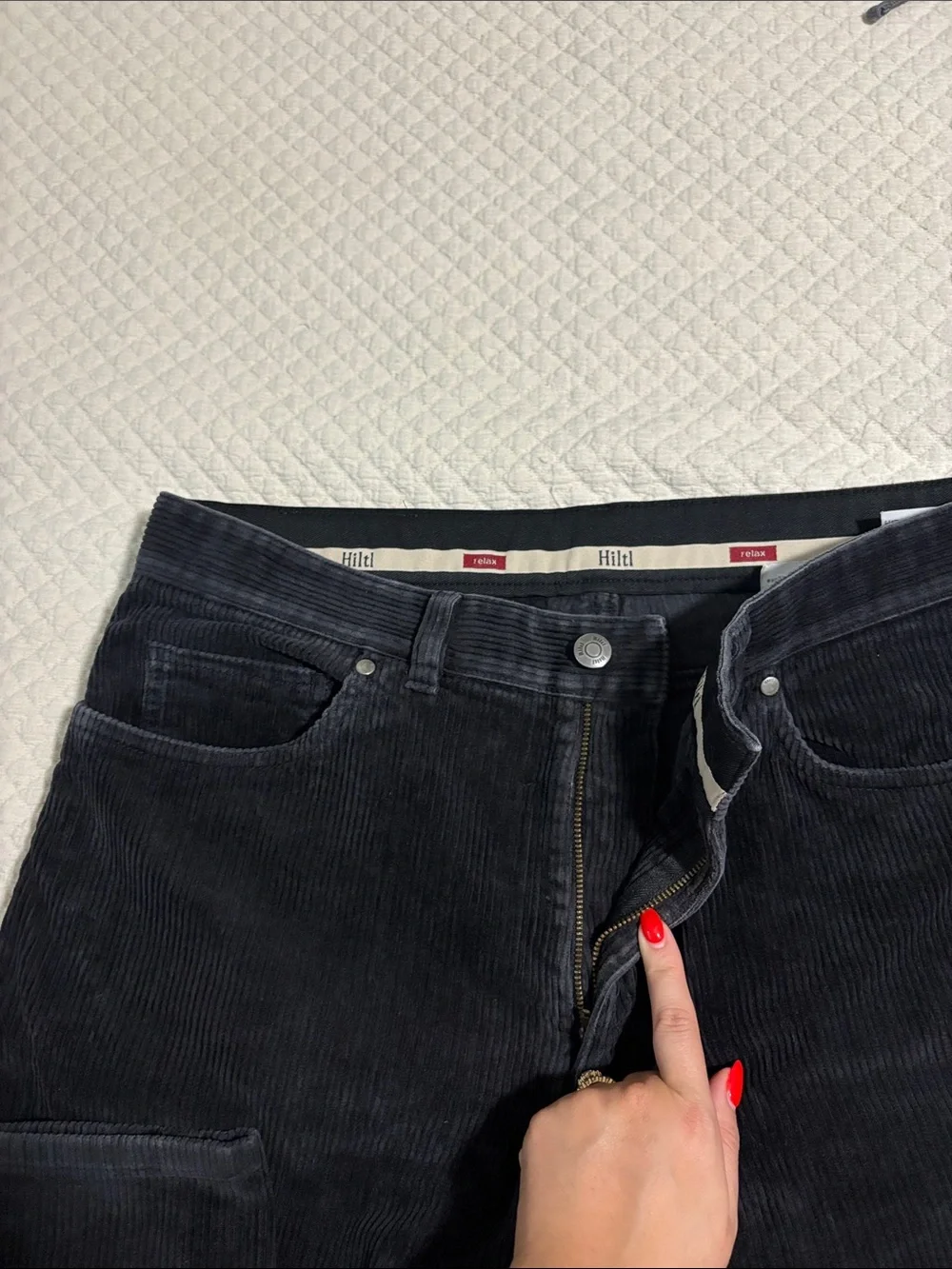 Men's Dark Corduroy Trousers - Classic Straight Fit